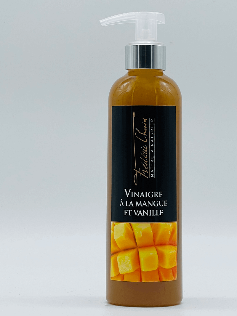 Vinaigre à la mangue et vanille, un excellent condiment pour emporter vos papilles vers un voyage gustatif exotique !et sublimer vos créations culinaires